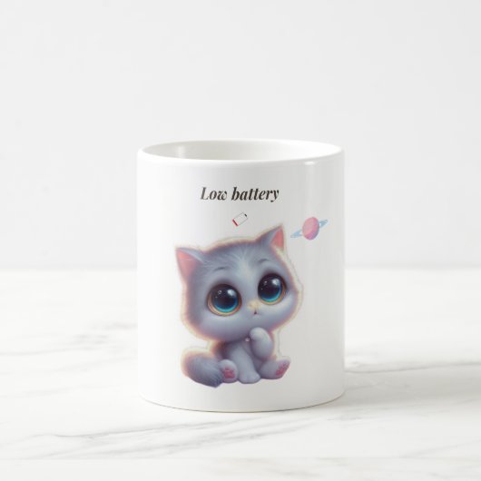 Low Battery Cat Meme Mug コーヒーマグカップ (中央)