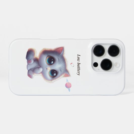 Low Battery Cat Meme Phone Case iPhoneケース (裏面横)