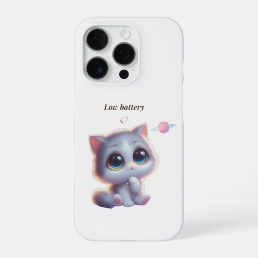 Low Battery Cat Meme Phone Case iPhoneケース (裏面)