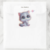 Low Battery Cat Meme Sticker スクエアシール (バッグ)