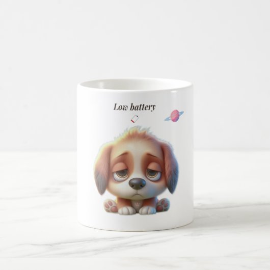 Low Battery Dog Meme コーヒーマグカップ (中央)