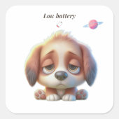 Low Battery Dog Sticker スクエアシール (正面)