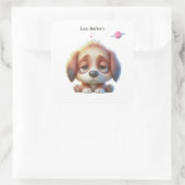 Low Battery Dog Sticker スクエアシール (バッグ)