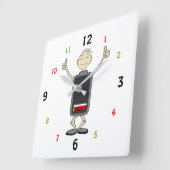 Low Battery, High Vibes – Funny Wall Clock スクエア壁時計 (傾斜)
