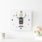 Low Battery, High Vibes – Funny Wall Clock スクエア壁時計 (ホーム)