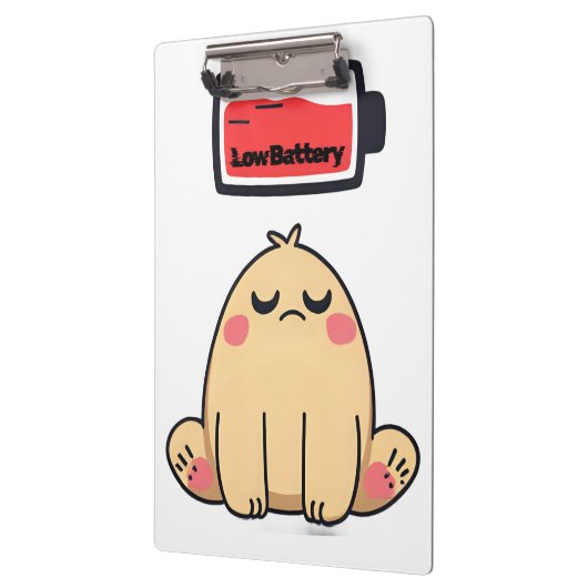 Low Battery Mood – Funny Comic Doodle クリップボード (左)