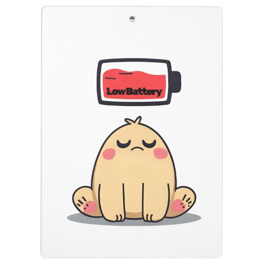 Low Battery Mood – Funny Comic Doodle クリップボード (裏面)