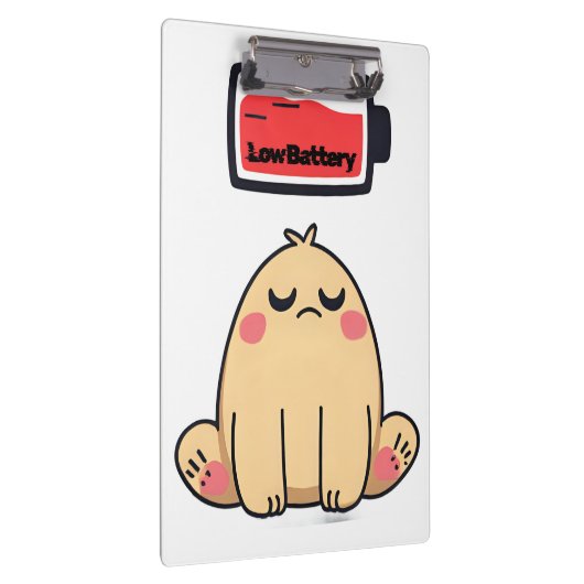 Low Battery Mood – Funny Comic Doodle クリップボード (右)