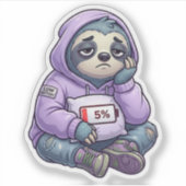 Low Battery Sloth Cute Burnout Mood Sticker シール (正面)