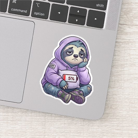 Low Battery Sloth Cute Burnout Mood Sticker シール (詳細)