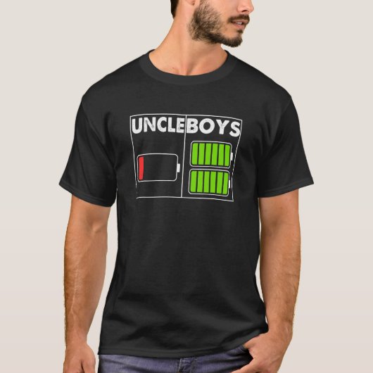 Low Battery Uncle Of Two Sons Or Twin Boys Father  Tシャツ (正面)
