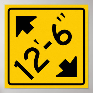 Low Clearance Warning Highway Sign ポスター