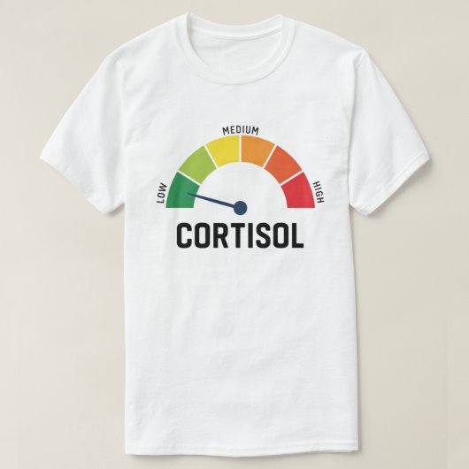 Low Cortisol Meter – Funny Stress Level Gauge Tシャツ (デザイン正面)