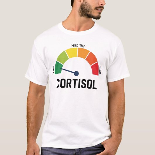 Low Cortisol Meter – Funny Stress Level Gauge Tシャツ (正面)
