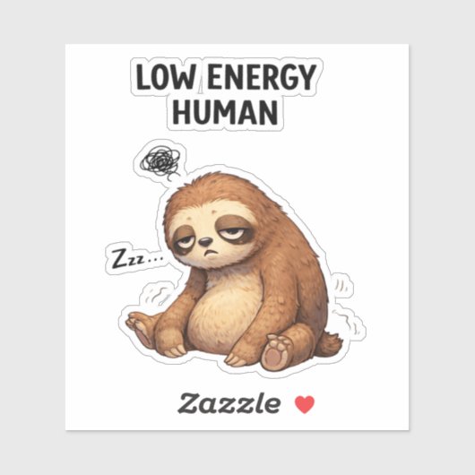 Low Energy Human Sloth Custom-Cut Vinyl Sticker シール (シート)