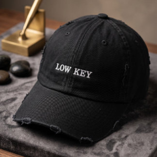 Low Key Vintage Distressed Black Baseball Cap | Mi 刺繍入りキャップ