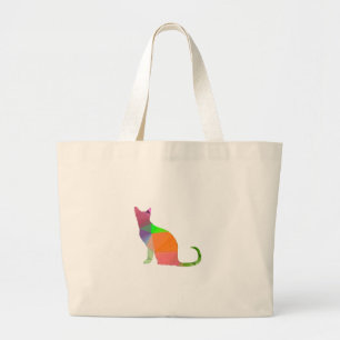 Low Poly Cat Silhouette ラージトートバッグ