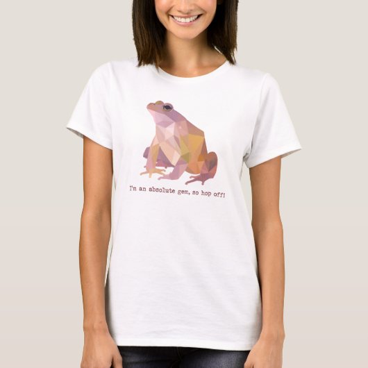 Low Poly Frog “I’m an absolute gem” 女性用 Tシャツ (正面)