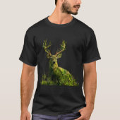 Low-Poly Green Deer — Geometric Forest Wildlife Tシャツ (正面)