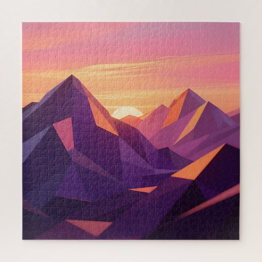 Low Poly Mountain Sunset Geometric ジグソーパズル (縦)