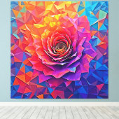 Low Poly Rose Bloom Abstract Art キャンバスプリント (インサイチュ (ウッドフロア))
