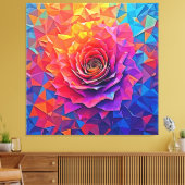 Low Poly Rose Bloom Abstract Art キャンバスプリント (インサイチュ (リビング))