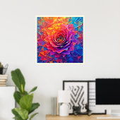 Low Poly Rose Bloom Abstract Art ポスター (ホームオフィス)