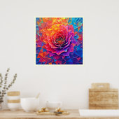 Low Poly Rose Bloom Abstract Art ポスター (キッチン)