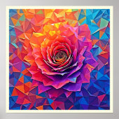 Low Poly Rose Bloom Abstract Art ポスター (正面)