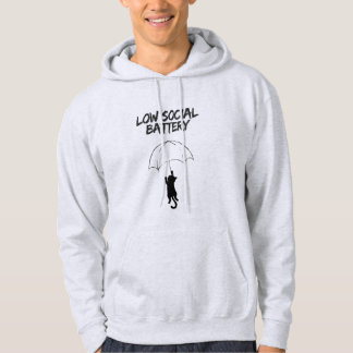 Low Social Battery – Editable Quote Cat Hoodie パーカ