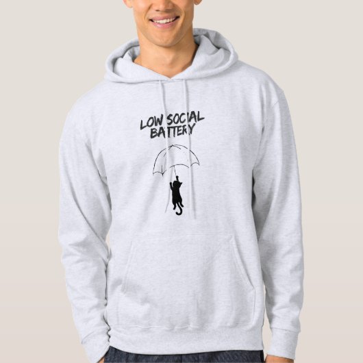 Low Social Battery – Editable Quote Cat Hoodie パーカ (正面)