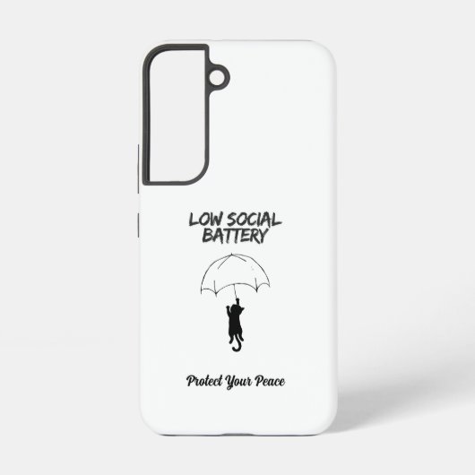 Low Social Battery–Editable Quote Cat Samsung Case Galaxyケース (裏面)
