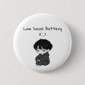 Low Social Battery Relatable Chibi Boy 缶バッジ (正面)