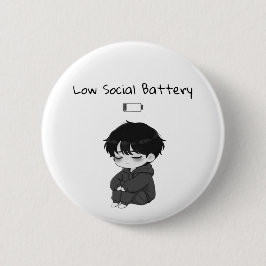 Low Social Battery Relatable Chibi Boy 缶バッジ