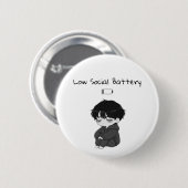 Low Social Battery Relatable Chibi Boy 缶バッジ (正面&裏面)