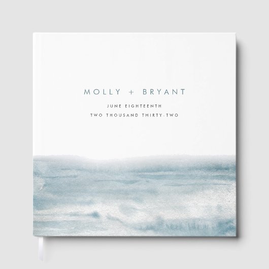 Low Tide Coastal Watercolor Wedding ゲストブック (正面)