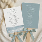Low Tide Coastal Watercolor Wedding Program ハンドファン