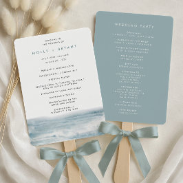Low Tide Coastal Watercolor Wedding Program ハンドファン