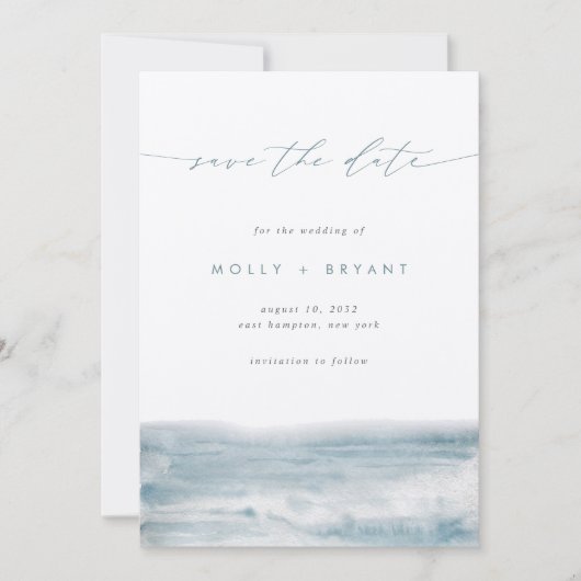 Low Tide Script Coastal Wedding セーブザデート (正面)