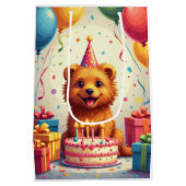 Lowchen Birthday Celebration ミディアムペーパーバッグ (裏面)