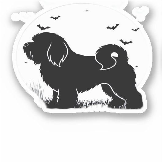 Lowchen Dog � Halloween Moon Silhouette Classic T- シール (正面)