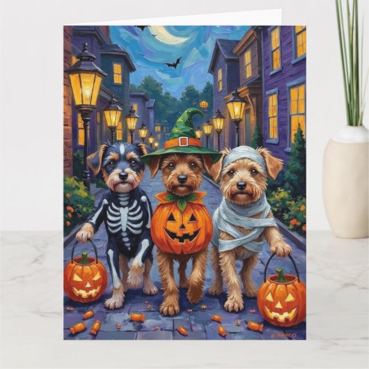 Lowchen Dogs Trick-or-Treating Halloween Costumes カード (正面)