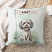 Lowchen Watercolor Personalized Dog クッション (ブランケット)