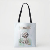Lowchen Watercolor Personalized Dog トートバッグ (正面)