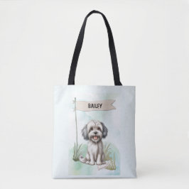 Lowchen Watercolor Personalized Dog トートバッグ