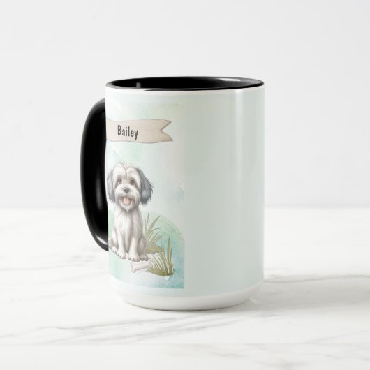 Lowchen Watercolor Personalized Dog マグカップ (正面左)
