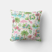Lowcountry Coastal Preppy Throw Pillow クッション (正面)