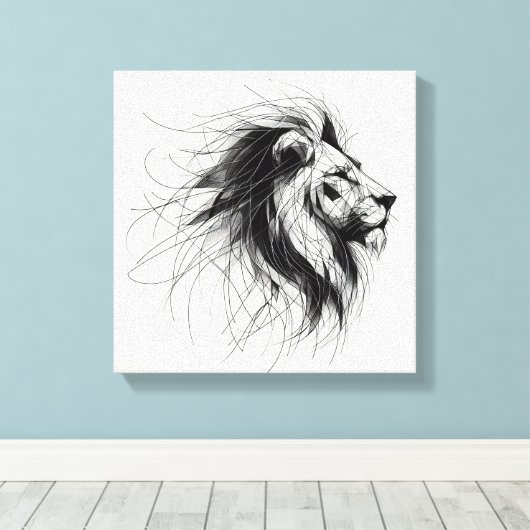 Löwe キャンバスプリント (インサイチュ (ウッドフロア))