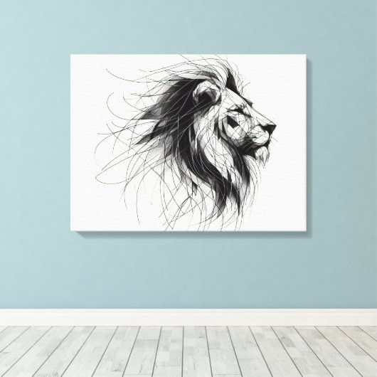 Löwe キャンバスプリント (インサイチュ (ウッドフロア))