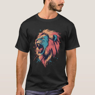 Löwe Farbenfroh Splash Kunst Tierdesign Tシャツ